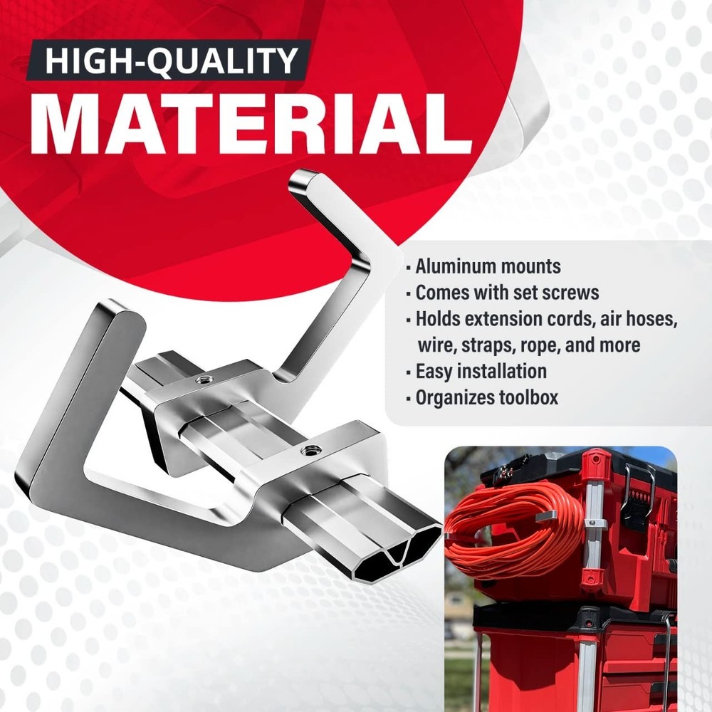 Packout Extension Cord Holder for Alpha Rail System Compatible with Silver