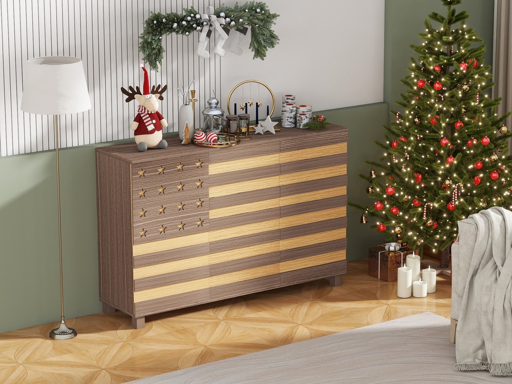 55" Buffet Sideboard w/3 Doors 2 Drawers, Kitchen Storage & Coffee Bar Console
