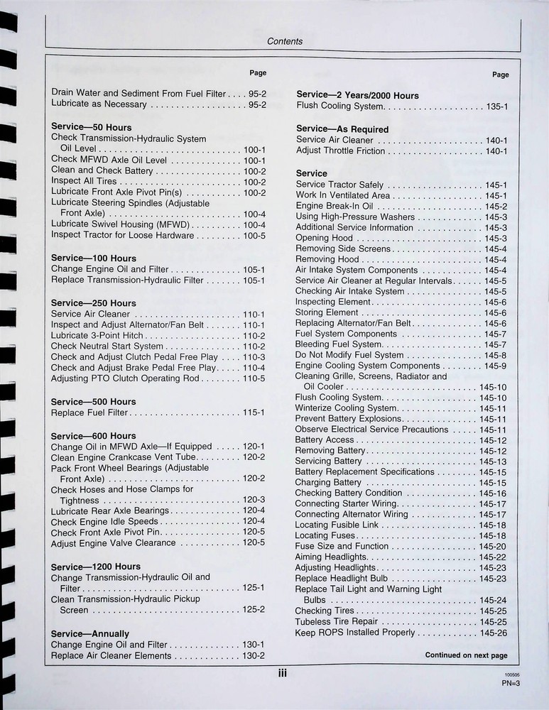 John Deere 5105 5205 Tractor Owners Operators Manual