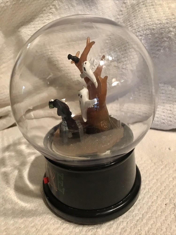 2012 Gemmy Halloween Globe Beware Cemetery Graveyard Ghosts Tornado WORKS! 6”x4”