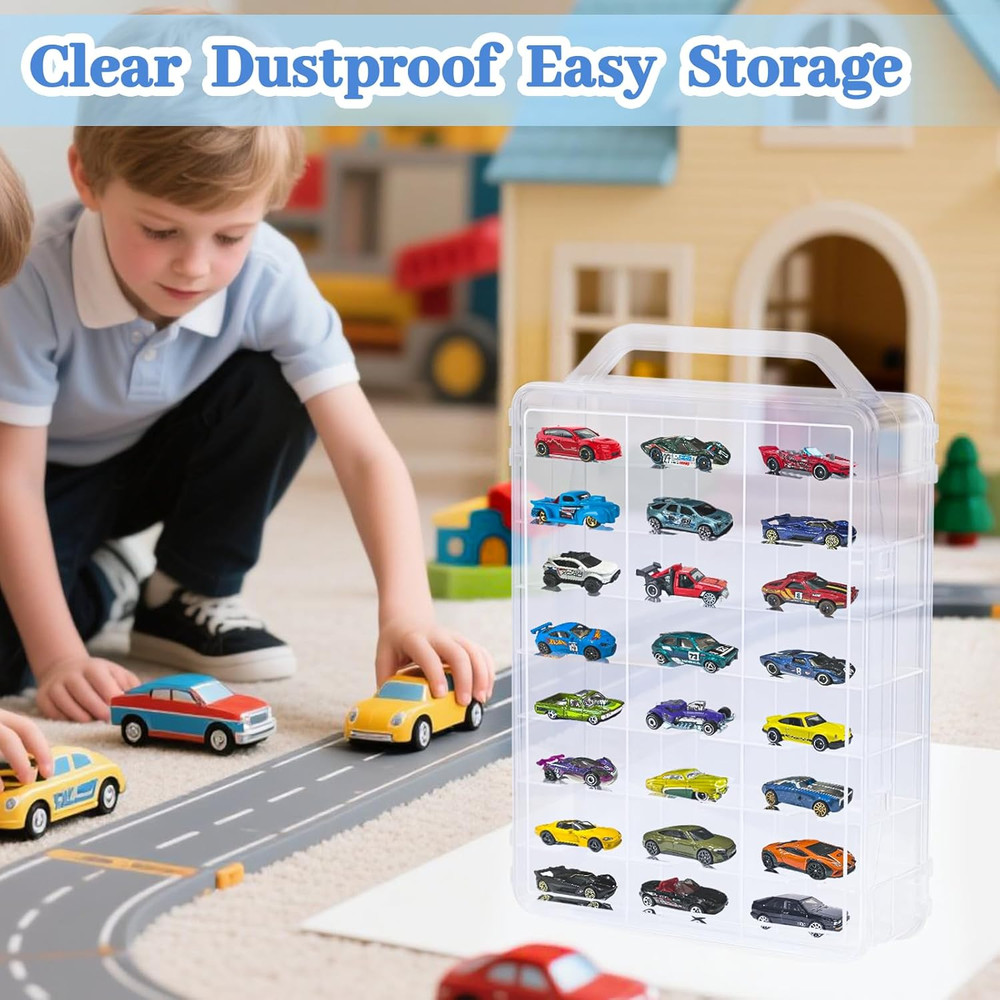 Double Sided Storage Case for Hot Wheels Storage with Carrying Handle, Portable