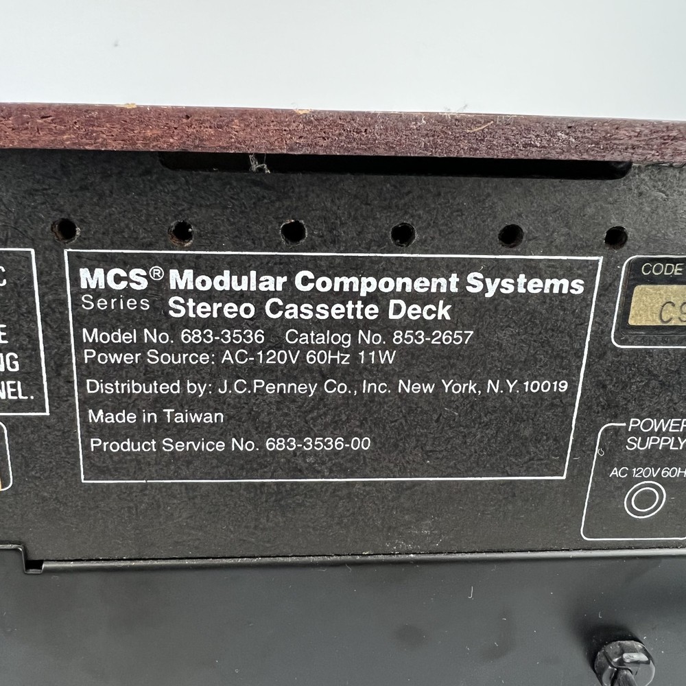 Modular Component Systems MCS 3536 Vintage Cassette Deck – Powers On As-Is