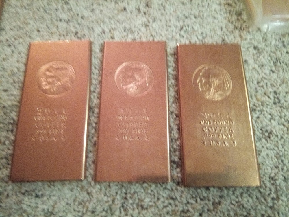 3  1 Lb Copper Bars .999 Copper