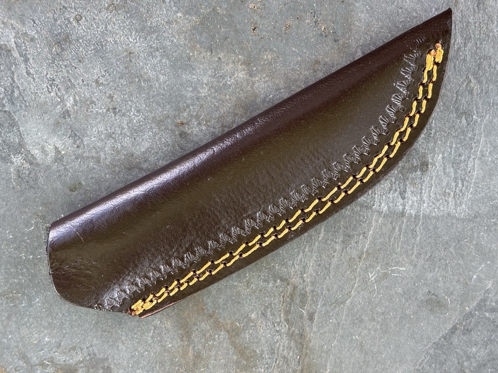 9” Fixed Blade Knife Leather Sheath Full Tang Green Black Handle Belt Loop