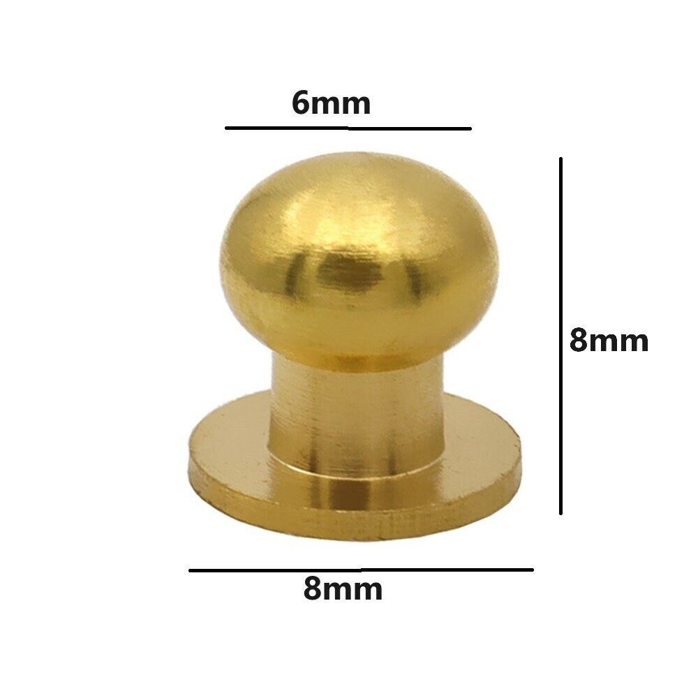 50pcs M3 Round Head Solid Brass Stud Screw Rivet Chicago Button Leather Craft