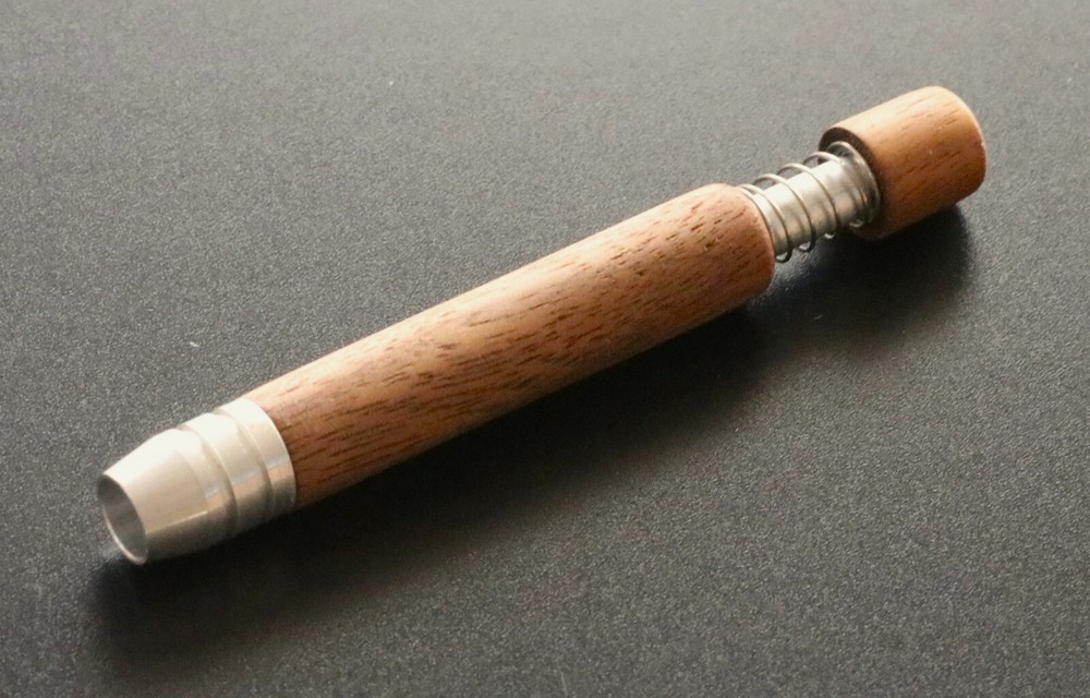 3" Spring Loaded Walnut One Hitter- Self Ejection Cleaning System