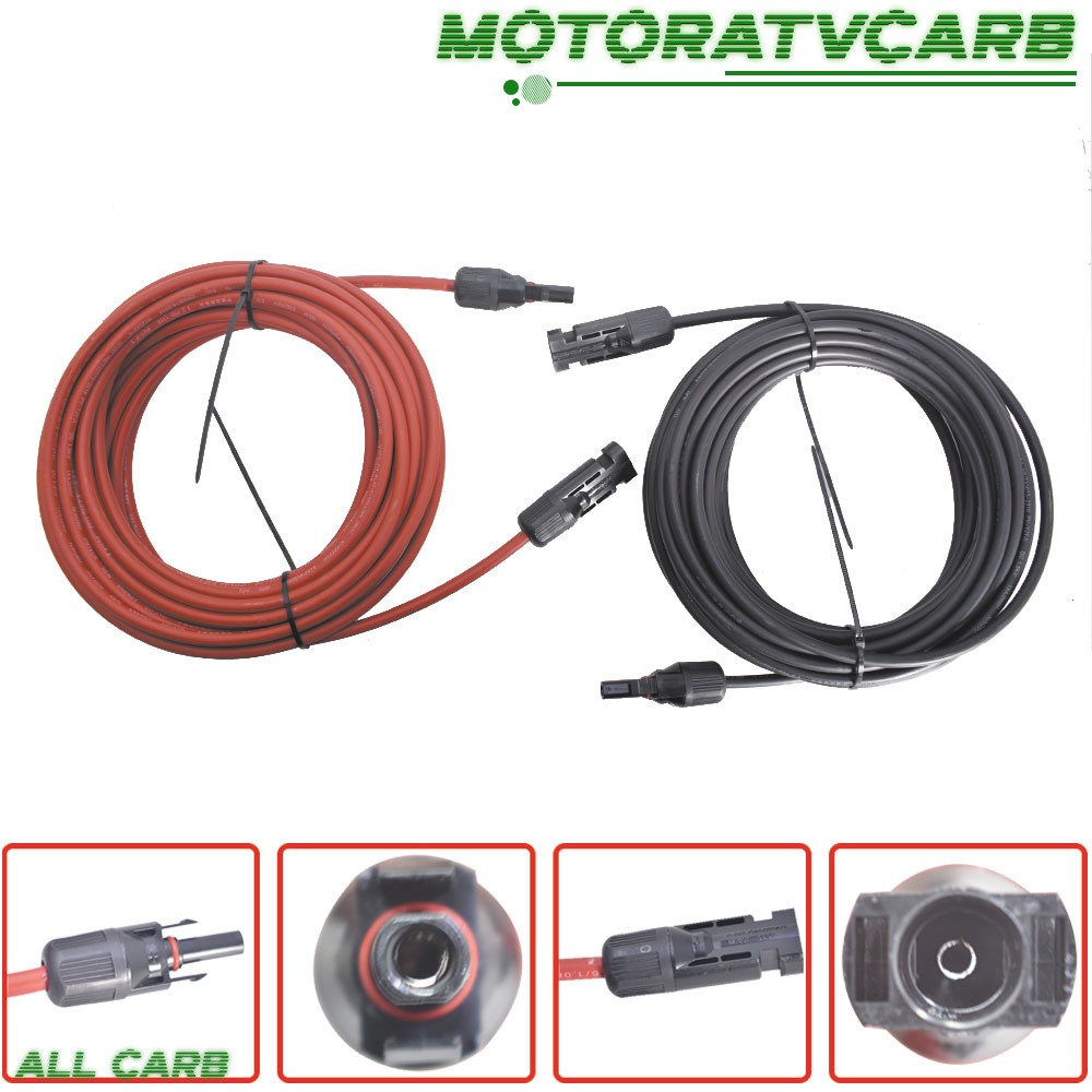 ALL-CARB 12 AWG 20 FT Black + Red Solar Panel Extension Cable Wire Connector