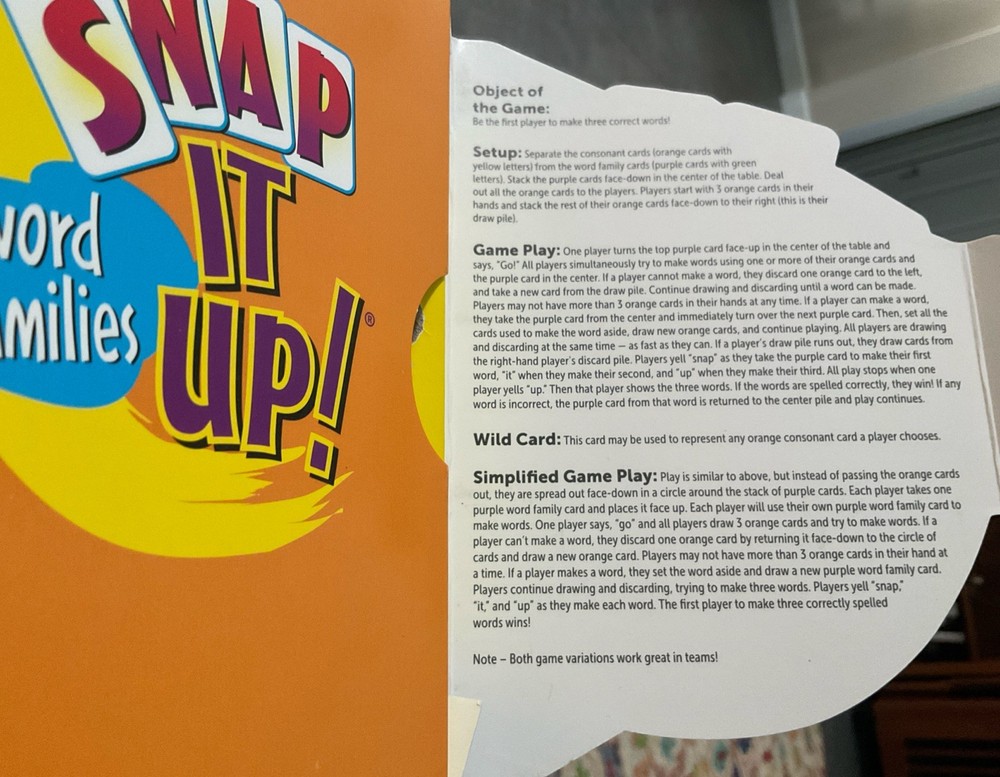 Snap it Up! Word Families Reading Card Game by Learning Resources - Complete!