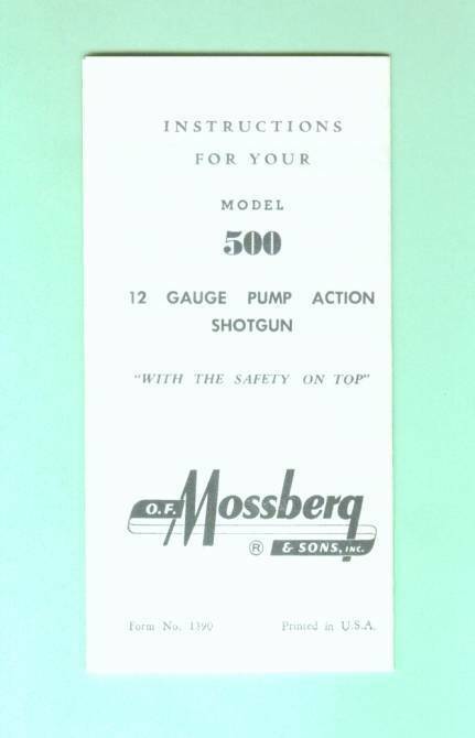 Mossberg Model 500 Owners Manual Sheet Reproduction