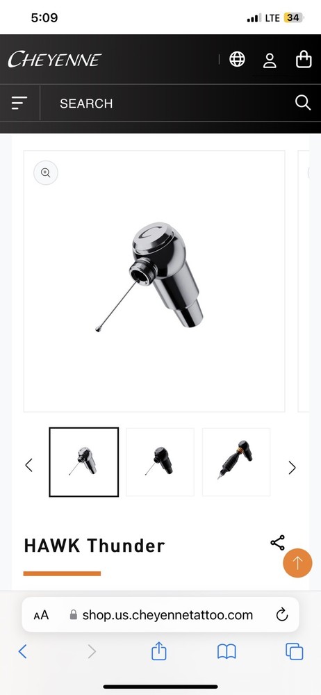 Cheyenne Hawk Thunder Tattoo Machine, (Motor Only) Silver