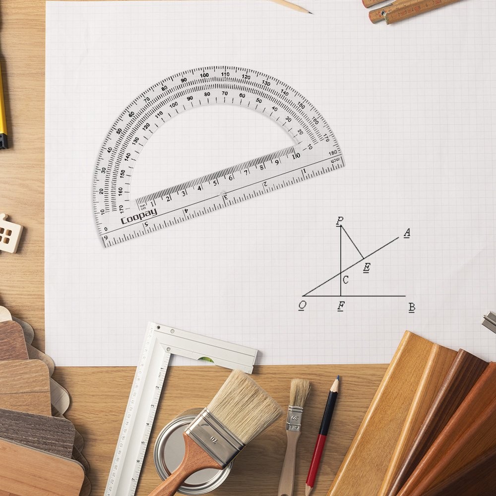 Plastic Protractors 24 Pack Student Math Clear Set 180 Degrees 6 Inches Angle