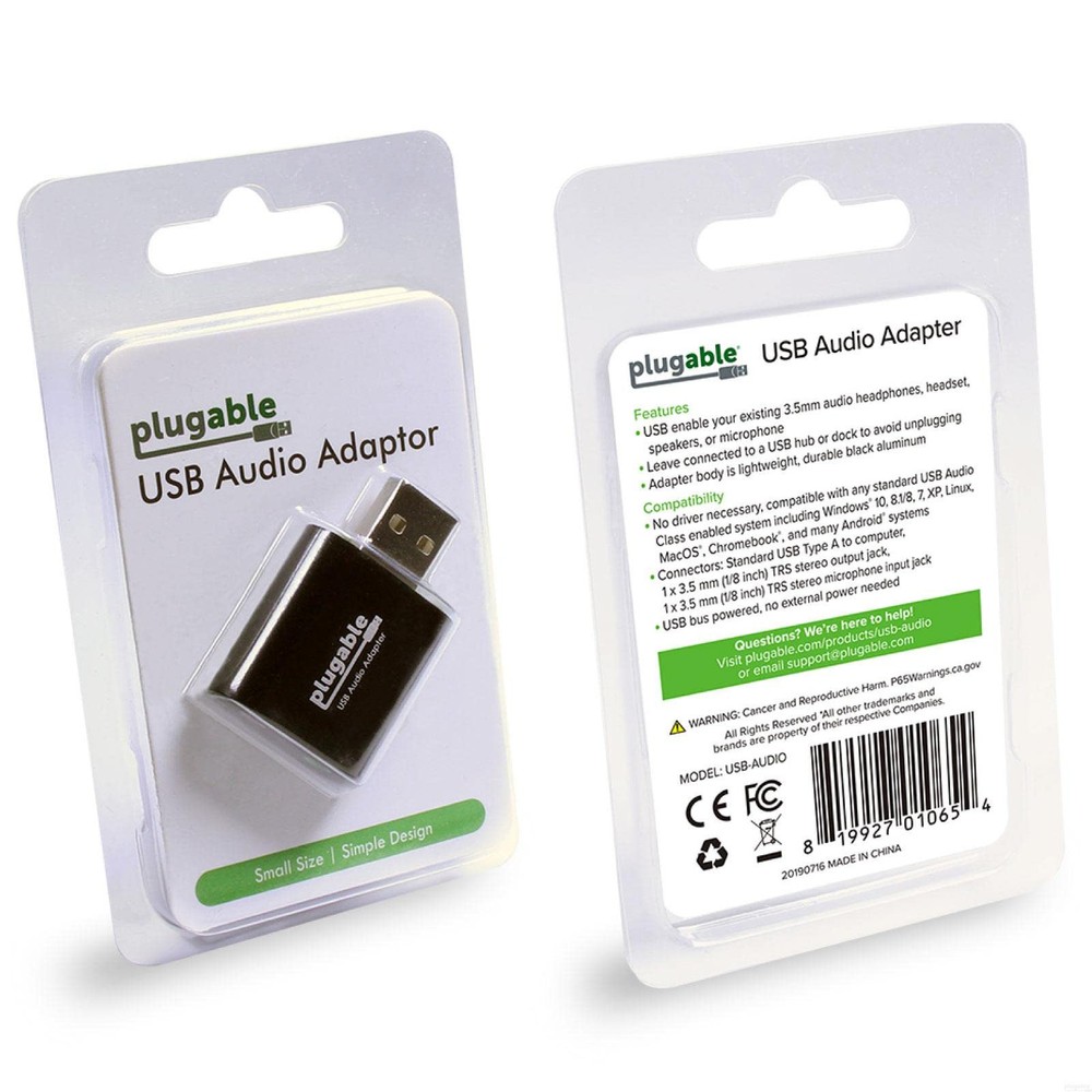 USB to Audio Jack Adapter for Headphones Microphone Speakers Windows Mac Linux