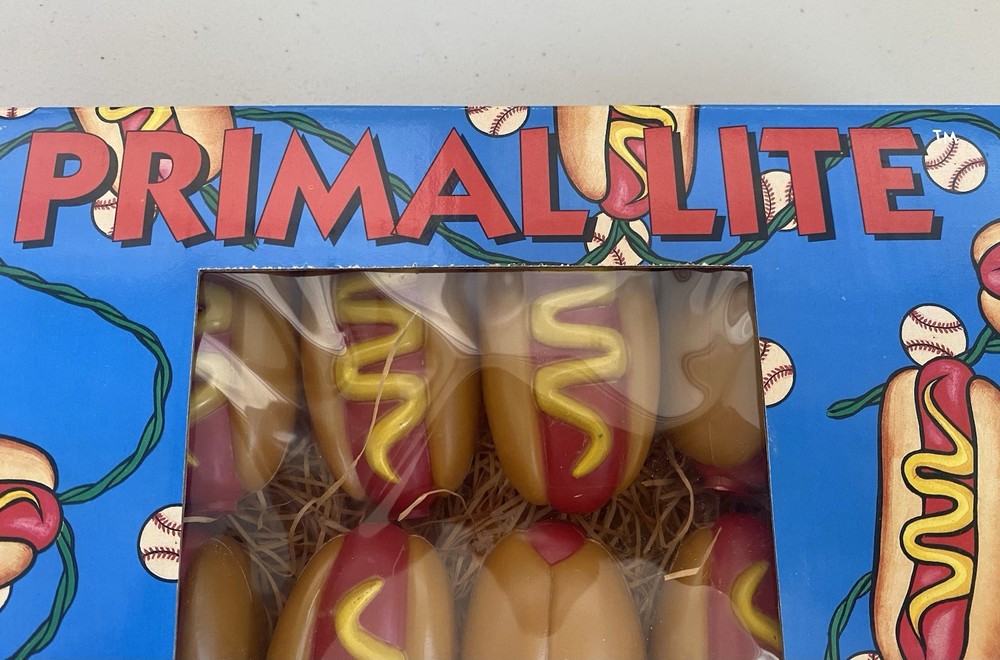Vintage Primal Lite Weeny Roast String Lights Hot Dog Set 1993 Box