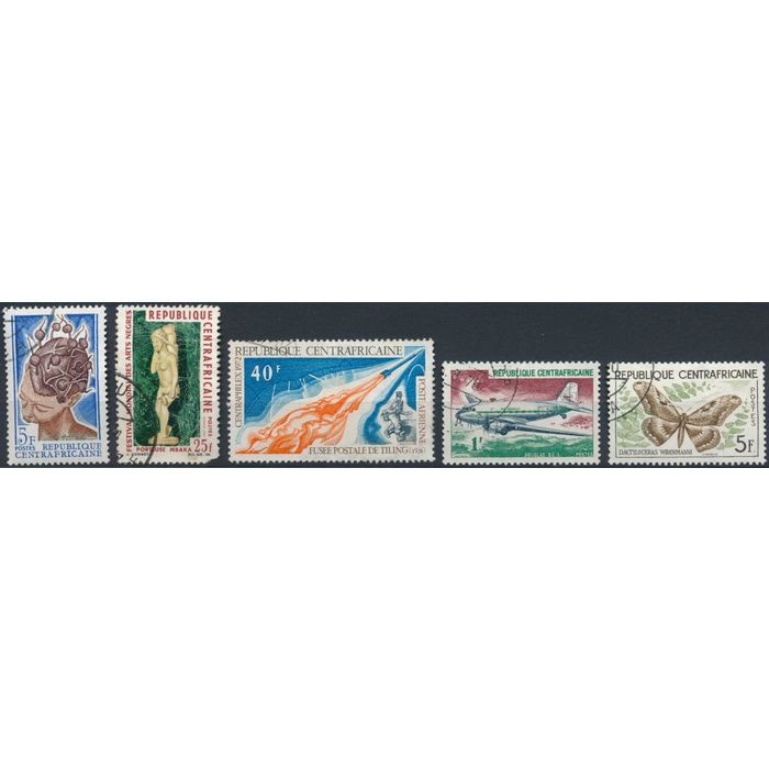 6 Stamp Selection - Central African Republic - Used Hinged