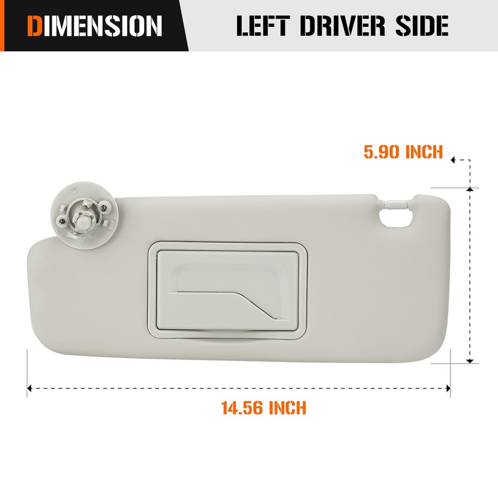 Sun Visor for 2012-2019 Chevy Sonic, 2013-2016 Spark, Left Driver Left, Grey