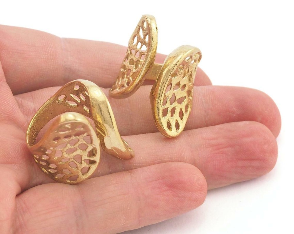 Sail - Wings Adjustable Ring Raw brass (18.5mm 8.5US inner size Adjustable 3693