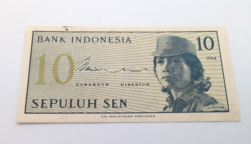 1964  Indonesian 10 sen banknote uncirculated
