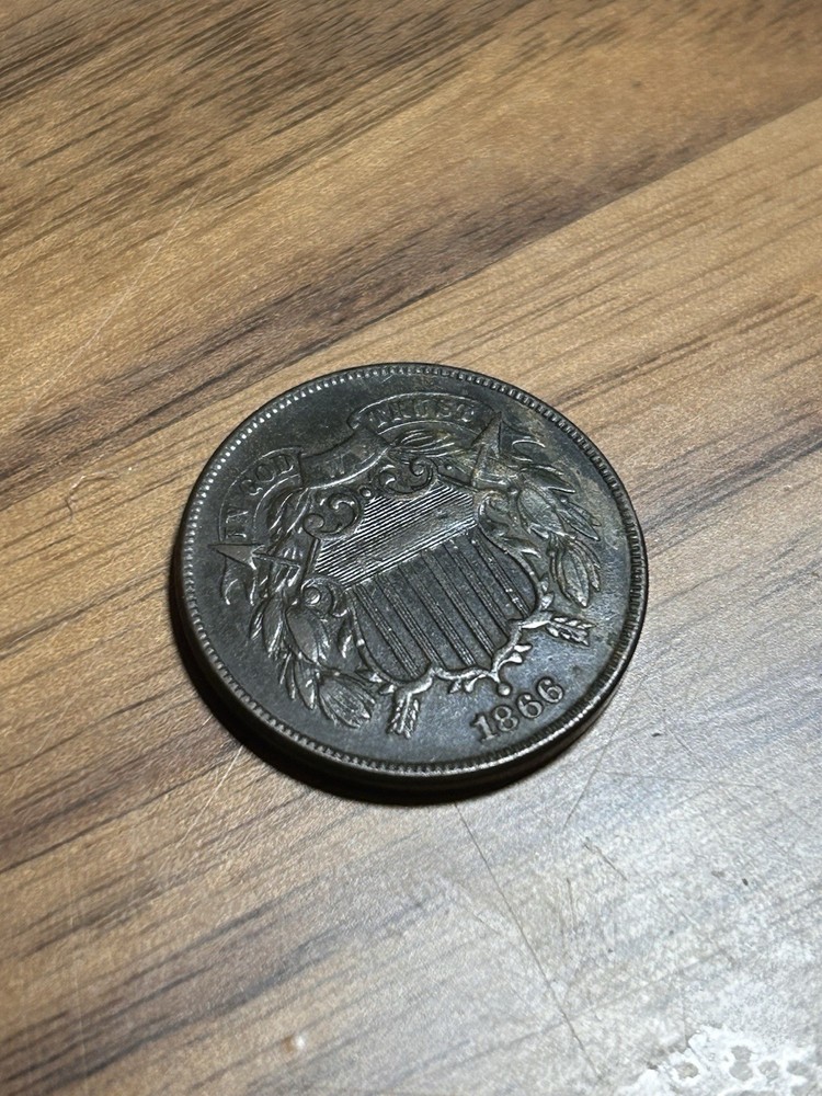 1866 US Two Cent Coin FULL MOTTO