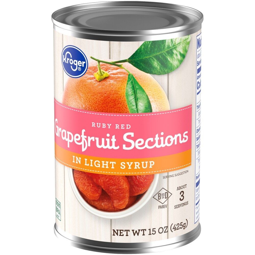 Kroger Canned Ruby Red Grapefruit Sections in Light Syrup 15 oz - Pack of 3