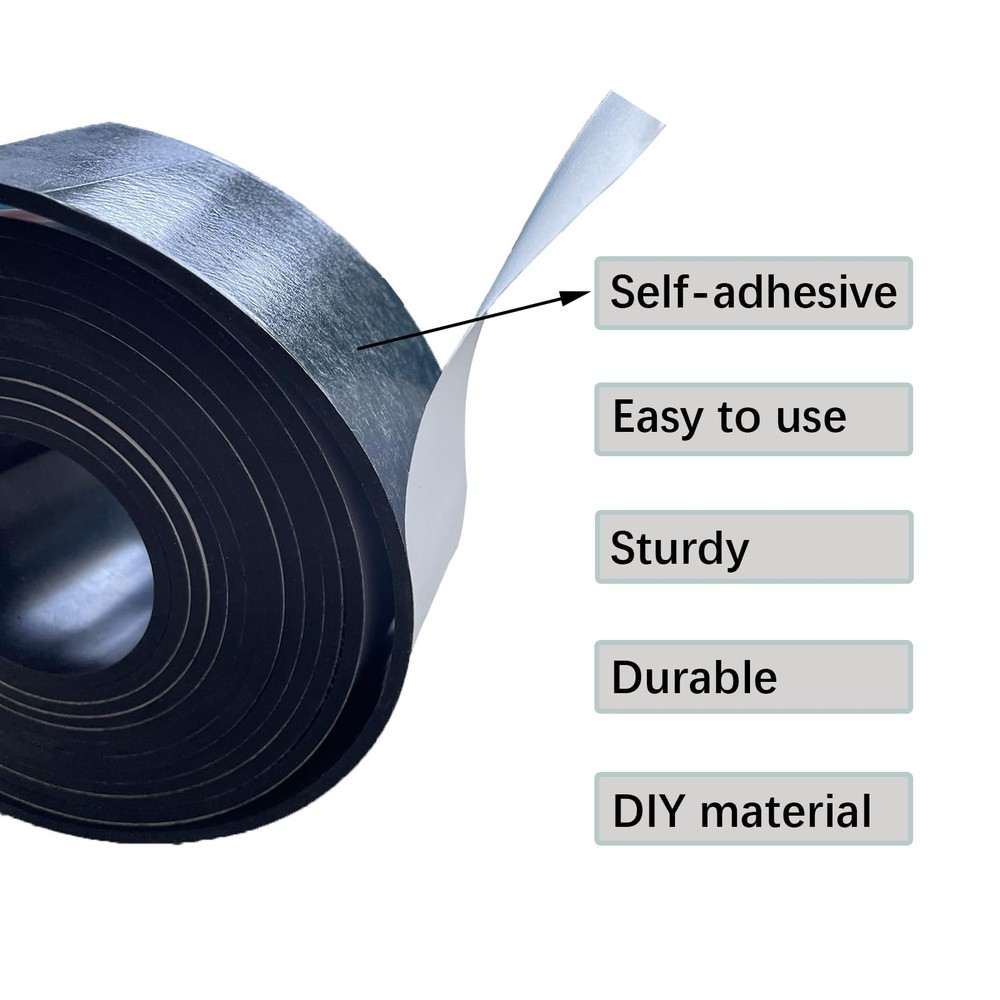 Solid Rubber Strips with Adhesive 1/8 (.125)" Thick X 2" Wide X 10'Long, Soli...