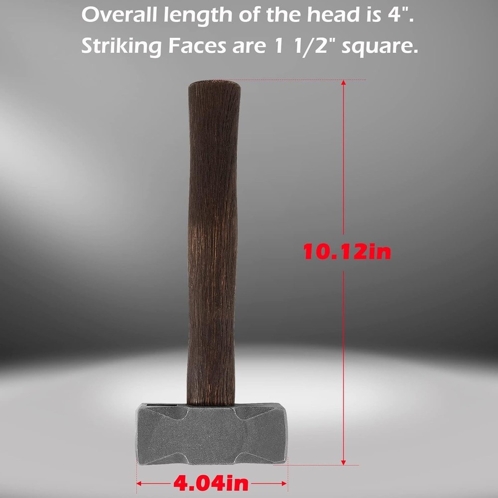2.2LB Forging Square Hammer w/Double Faces for Farrier Bladesmithing Blacksmith