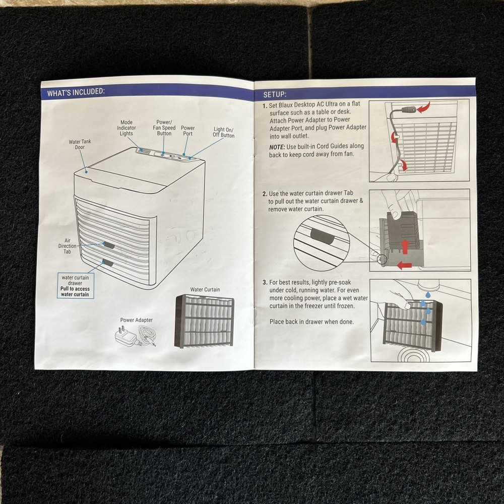 BLAUX Ultra Desktop Portable AC unit with 3 Speed Fan & Mist Function! NEW