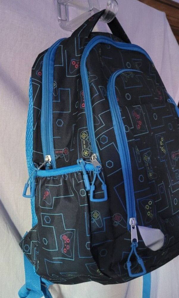 Medium Size Backpack Gamer Controller Design Black School Playdate Cute
