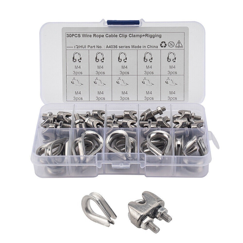 30PCS M4 Wire Rope Fixed Clamps with Triangular Ring