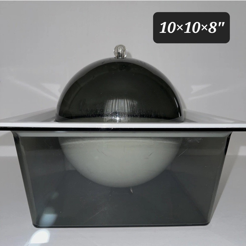 Vintage Atomic 60s Covered Serving Dish Dome Platter Clear Tinted Dome Base