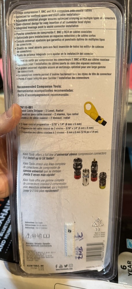 Klein Tools Extended Reach Coax Crimper VDV211-100 Open Box