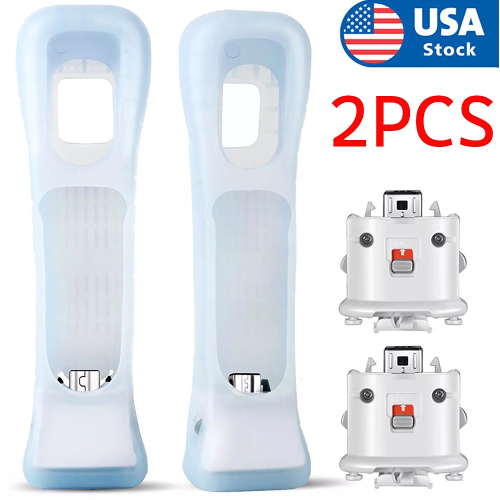 2 Pack Motion Plus Adapter w/ Silicone Sleeve for Nintendo Wii Remote Controller