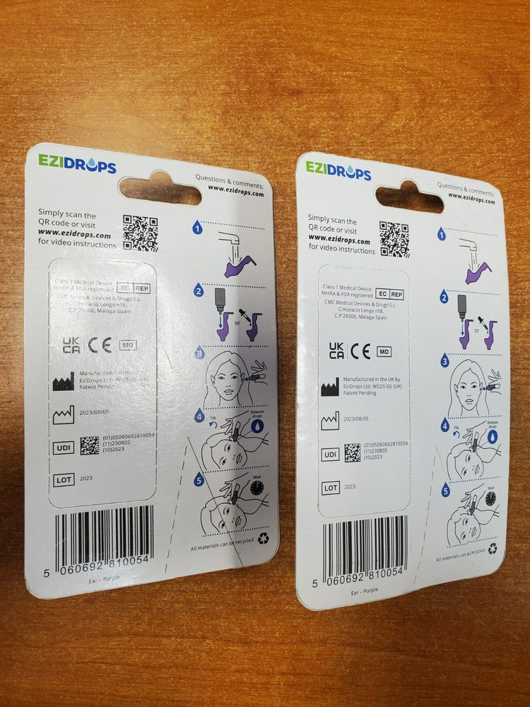 2 Pack: Ezidrops Ear Drop Applicators Easy Administration Reusable NEW R8P1a
