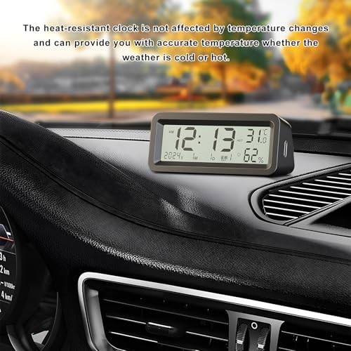 Car Digital Dashboard Clock, Solar Power Rechargeable Vehicle Electronic Clock