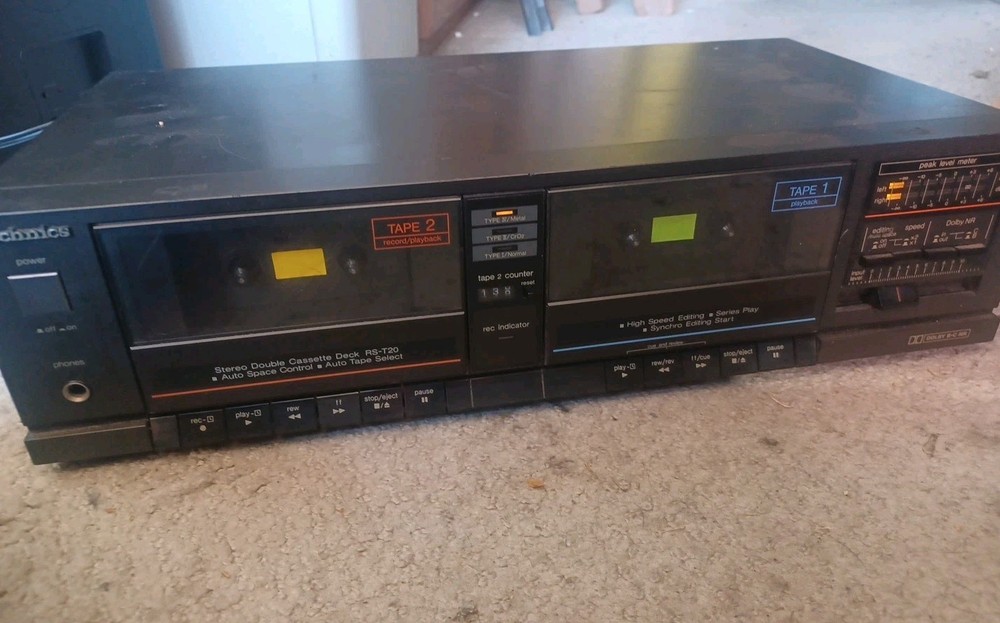 Technics RS-T20-KM Stereo Double Cassette Deck Auto Reverse Works
