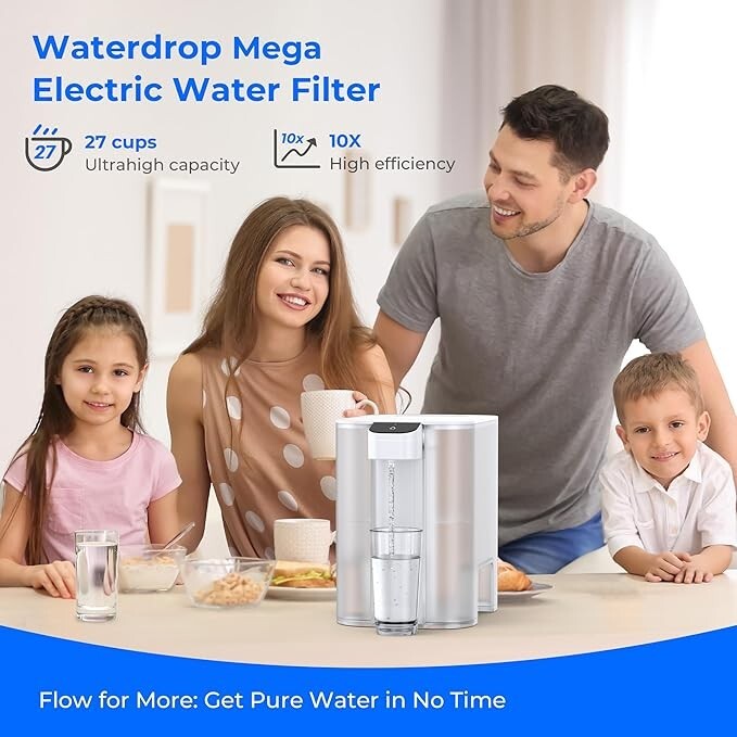 Waterdrop Mega Electric Water Filter Pitcher, Dispenser, NSF/ANSI 42&53&401&372