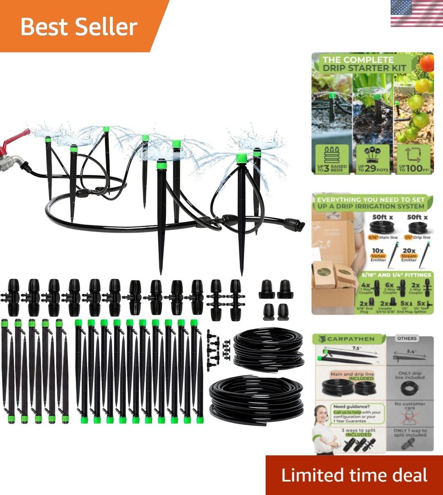 Drip Irrigation System Kit - Complete  Garden Watering System with Adjustable...