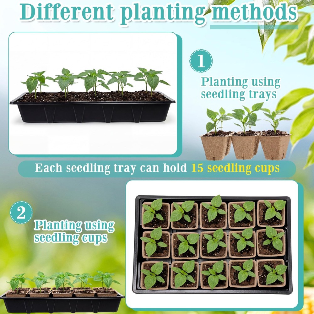 8 Sets Seed Starter Tray Kit Including 120 Peat Pots for Seedlings 8 Plastic ...