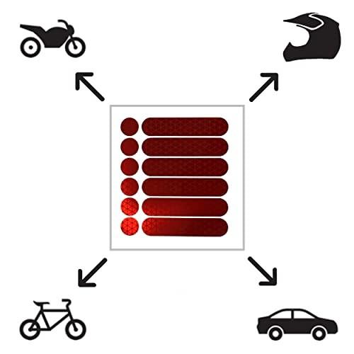 High Intensity Grade Reflective Safety 1 Set (6 Strips & 6 Circles) Red