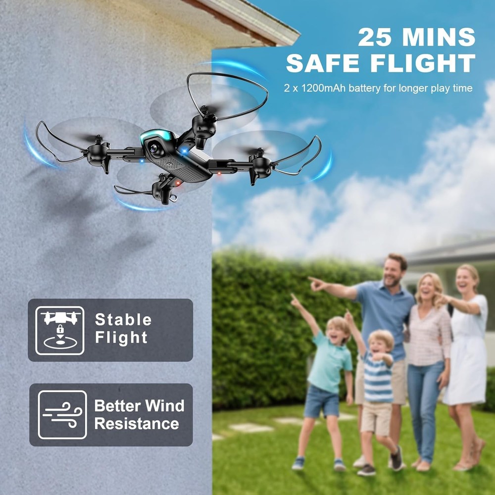 Drone with Camera, Foldable for Beginners 1080P Obsidian