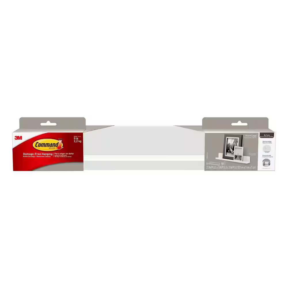 Picture Ledge, Quartz, Damage Free Decorating, 1 Ledge and 10 Command Strips