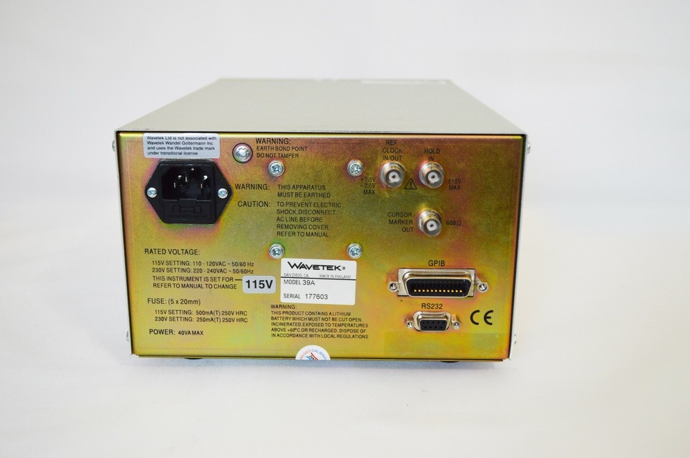 WAVETEK 39A UNIVERSAL WAVEFORM / FUNCTION GENERATOR- GUARANTEED - CALIBRATED