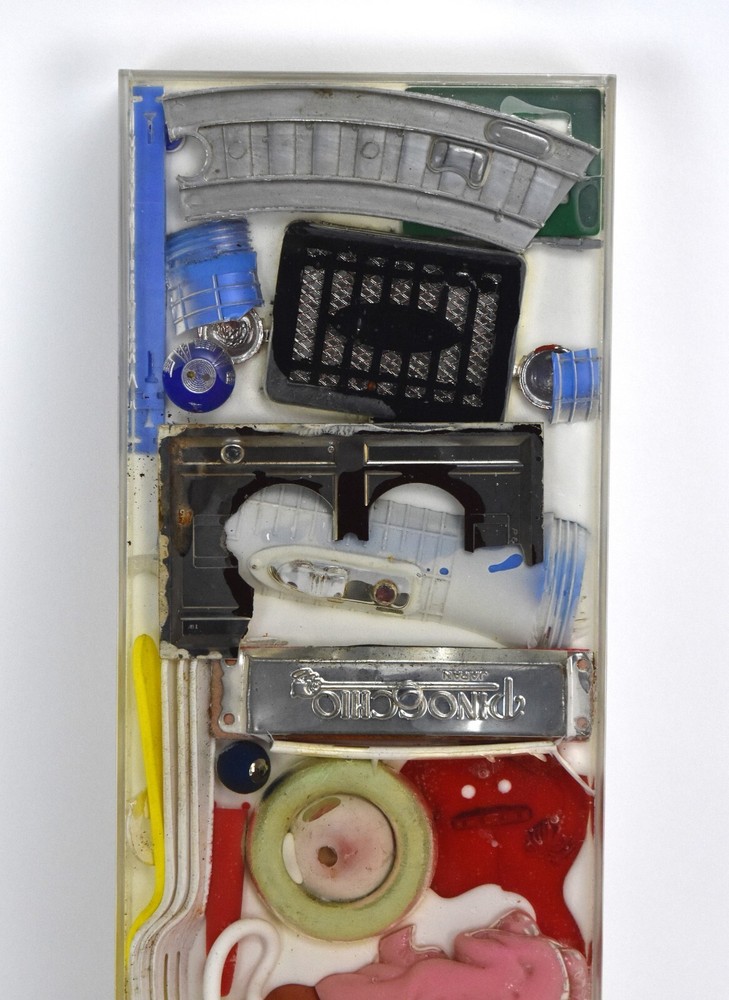 Arthur Secunda Mixed Media Collage Sculpture Found Objects in Resin “Earthquake”