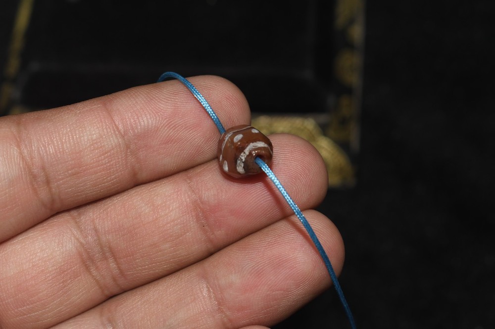 Rare Ancient Near Eastern Etched Carnelian Bead with Dotted Pattern