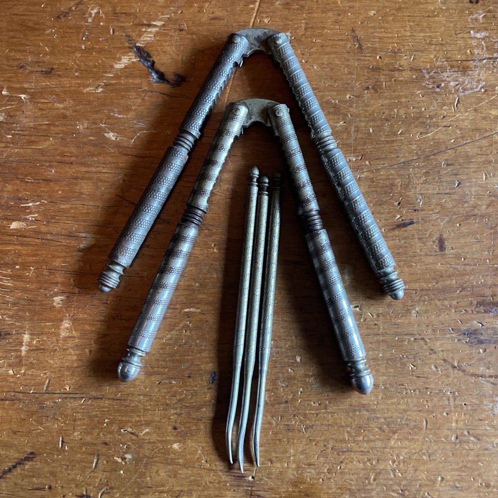 Lot Of 2 ANTIQUE HMQ NUTCRACKER Handle Nut Cracker