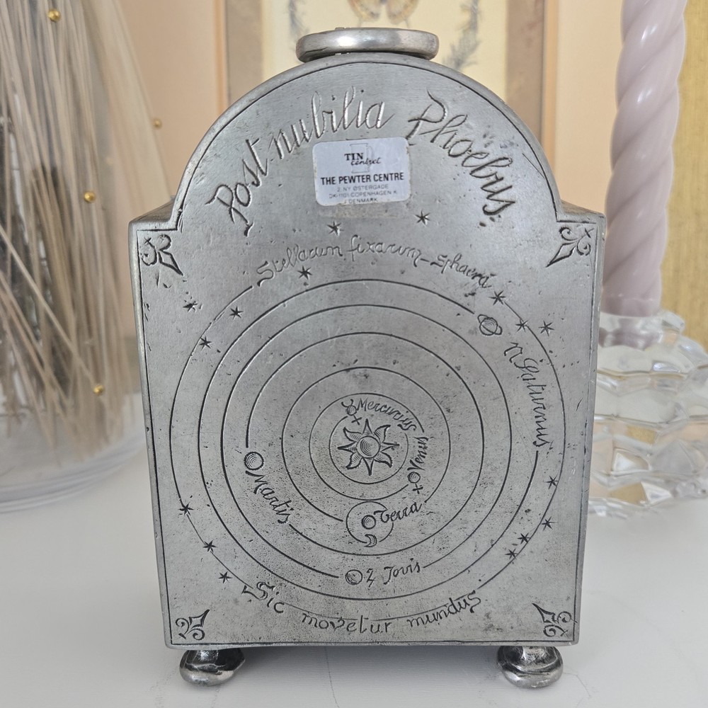Vintage Heliocentric Copernicus Solar System Pewter Mantle Clock