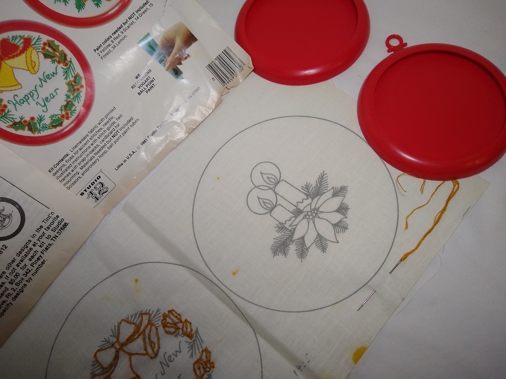 1981 Tint' N Stitch Ornaments Started Studio 12 makes 2
