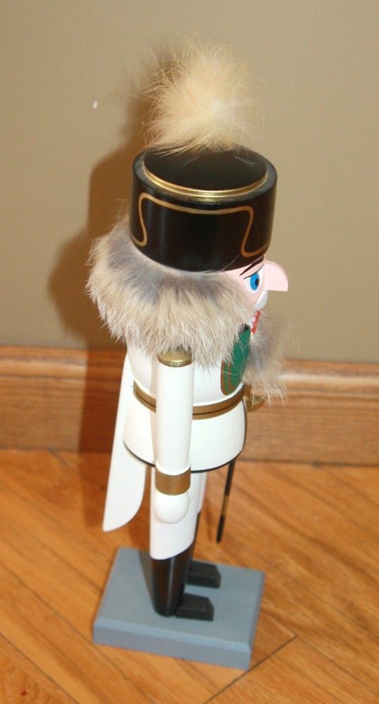 Old World Christmas nutcracker Germany white green 11"