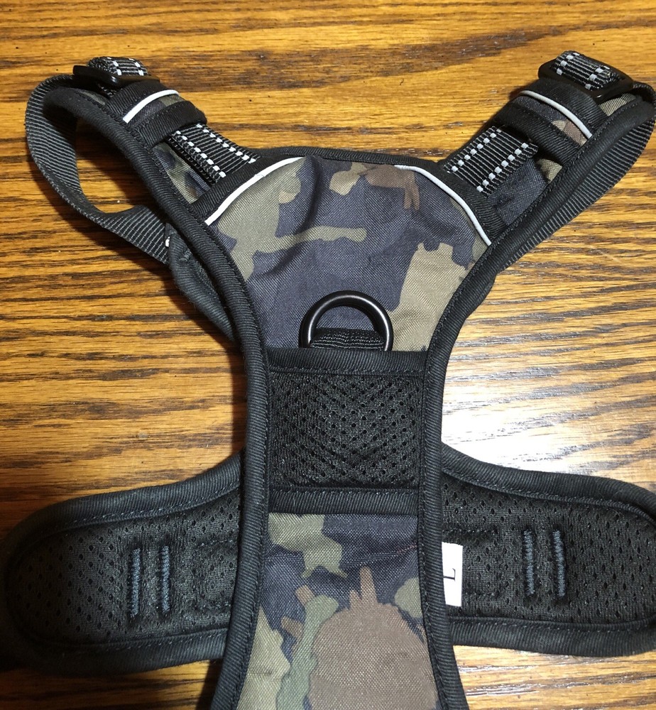 Rabbitgoo Dog Harness Black Sz L No-Pull Adjustable Easy Control Camouflage