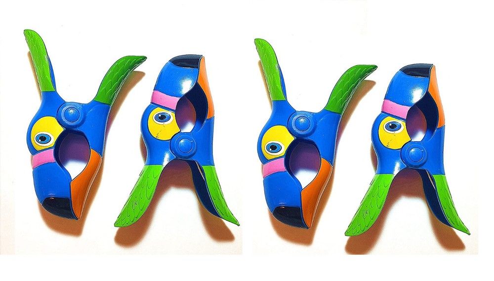 2 Pack Blue Toucan Style Beach Towel Clips