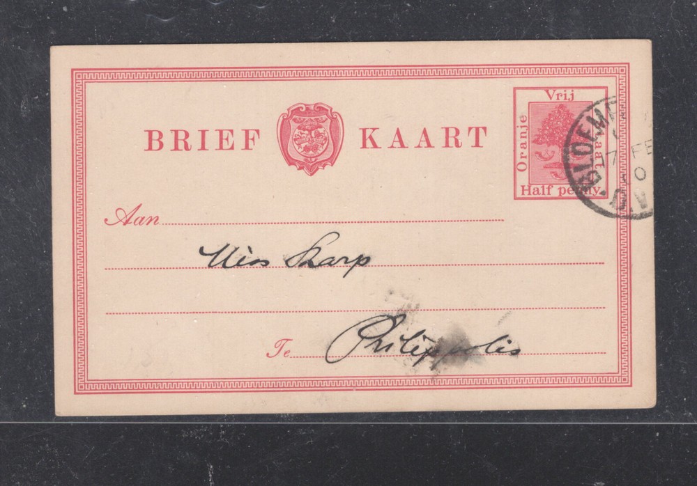 Orange Free State  postal  card  , local  use